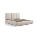 Letto matrimoniale imbottito beige con contenitore con griglia 160x200 cm Brody - Mazzini Beds