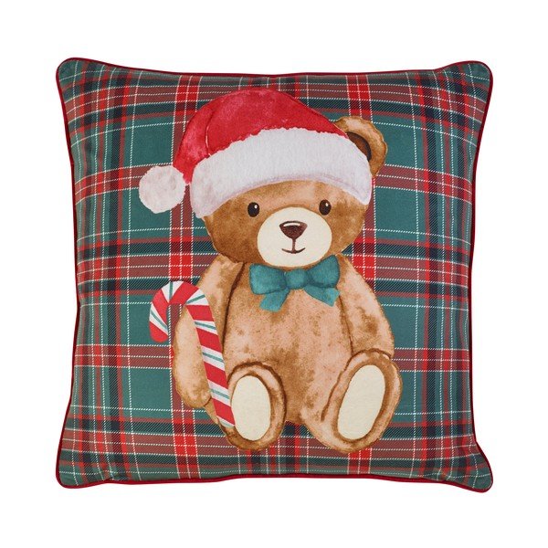 Cuscino decorativo a tema natalizio 45x45 cm Christmas Tartan Teddy Bear – Catherine Lansfield