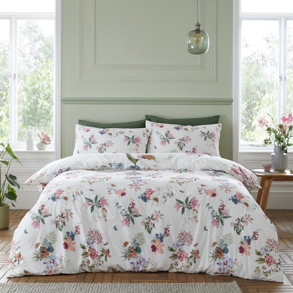 Biancheria da letto singola in cotone rosa e bianco 135x200 cm Exotic Garden - RHS-image-3