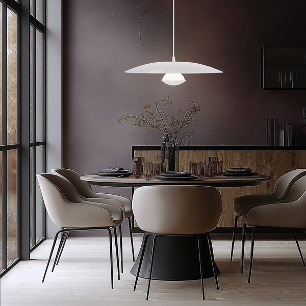 Lampadario LED bianco con paralume in metallo Lund – Candellux Lighting-image-2