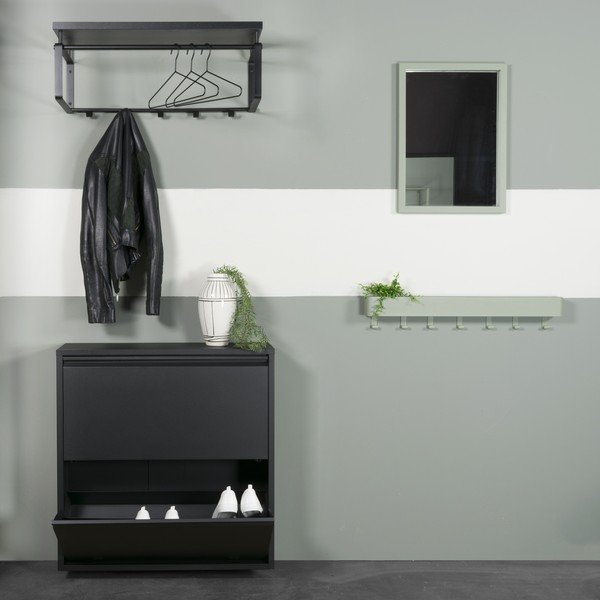 Scarpiera nera in metallo con ante ribaltabili 75x77,5x22,5 cm Billy – Spinder Design-image-4