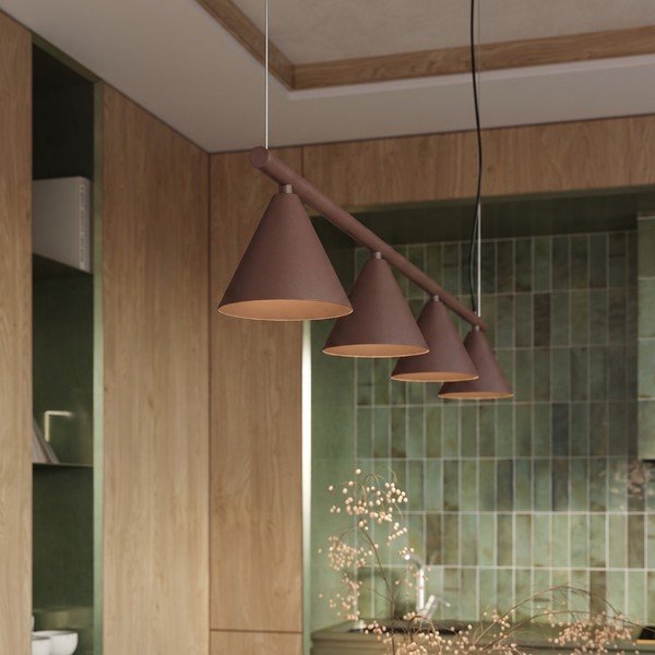 Lampadario marrone in acciaio Zylo – Sollux-image-3