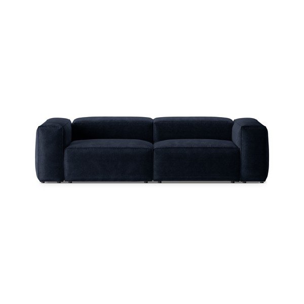 Divano blu scuro con rivestimento in velluto a coste 264 cm Bergamo – Cosmopolitan Design