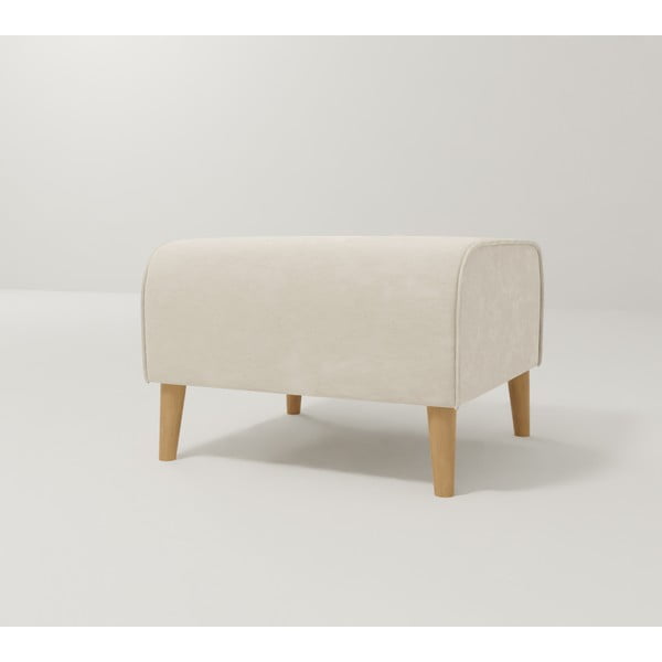 Pouf in velluto crema Carole - Ropez-image-1