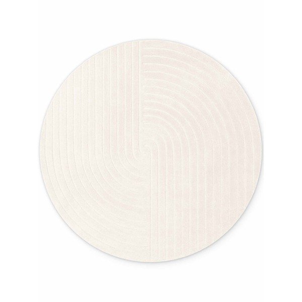 Tappeto rotondo color crema in lana tessuto a mano ø 120 cm Arcura – Vikosa