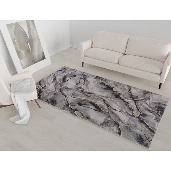 Tappeto grigio lavabile 200x80 cm - Vitaus-image-1