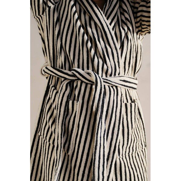 Accappatoio nero/beige in cotone L Dixie – Jotex-image-3