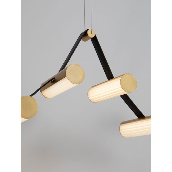 Lampadario LED color ottone in alluminio con paralume in vetro con intensità regolabile Luma – Nova Luce-image-2