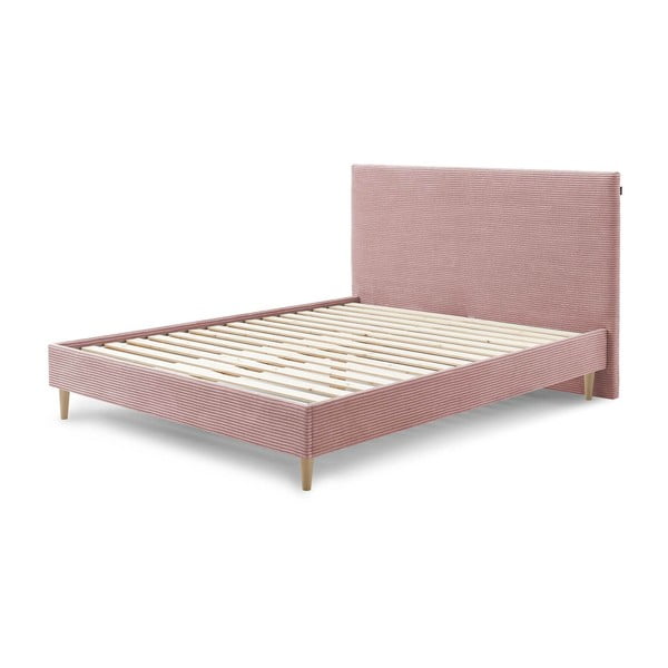 Letto matrimoniale imbottito rosa con griglia 160x200 cm Anja - Bobochic Paris