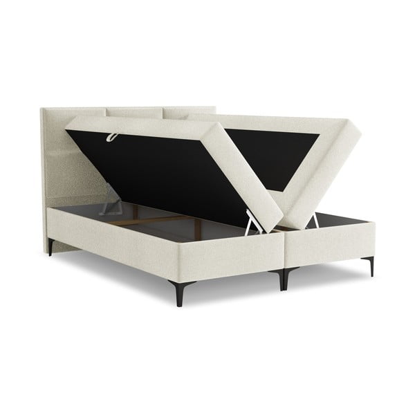 Letto boxspring beige con contenitore 180x200 cm Pakalana – Makamii-image-1