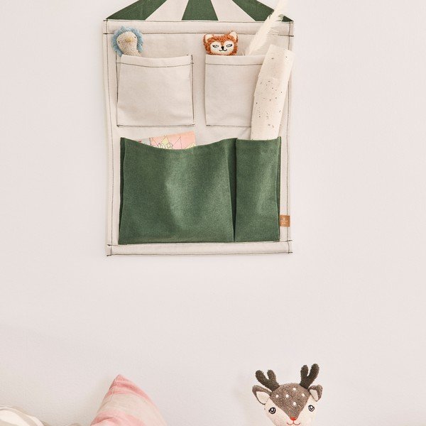 Organizer da appendere verde/color crema in tessuto 40x1x60 cm Circus – OYOY Mini-image-1