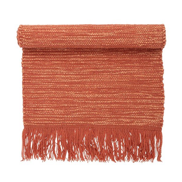 Tappeto di lana arancione con frange, 60 x 120 cm - Bloomingville-image-1