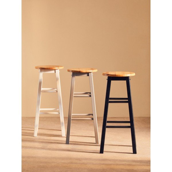 Sedia da bar bianca/di colore naturale in legno di cauciù massiccio (altezza della seduta 74 cm) Chester – Premier Housewares-image-4