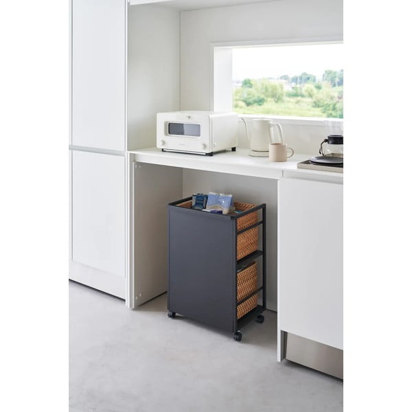 Scaffale in metallo nero con rotelle 42x60 cm Tower - YAMAZAKI-image-4