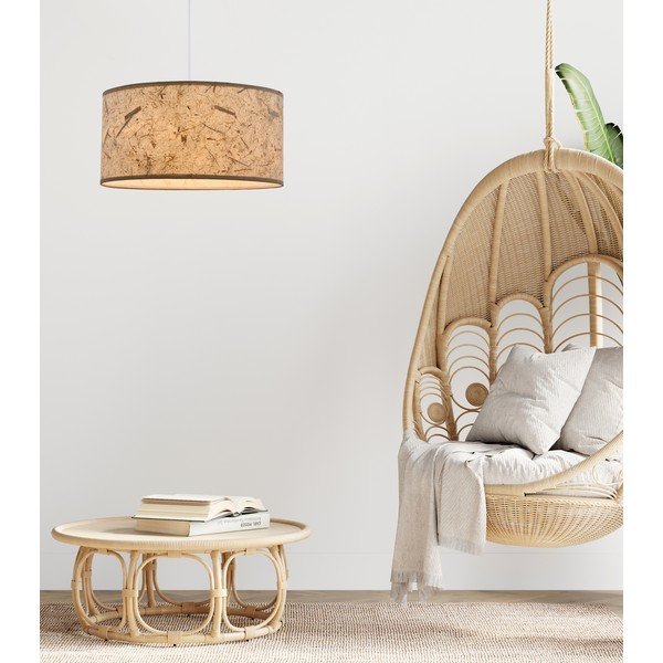 Lampada a sospensione beige con paralume in tessuto ø 30 cm Papirus - Candellux Lighting-image-1