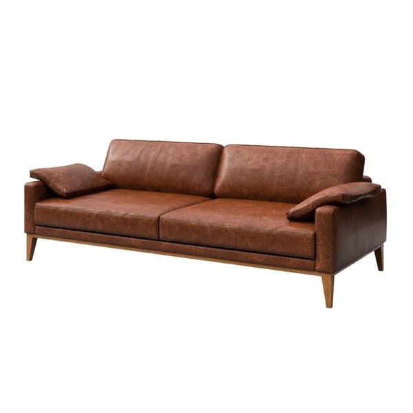 Divano in pelle rosso-marrone Musso, 211 cm - MESONICA-image-2