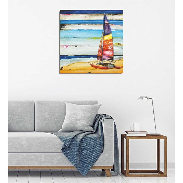 Pittura murale su tela Barca, 45 x 45 cm - Wallity-image-1