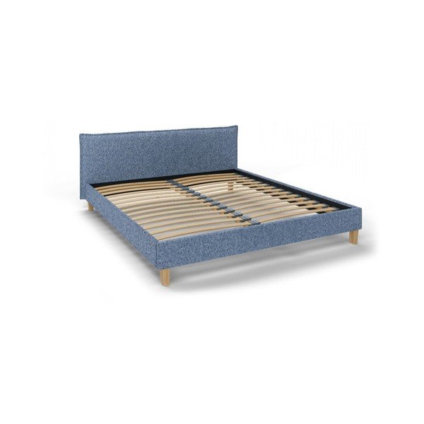 Letto matrimoniale imbottito blu con griglia 180x200 cm Tina - Ropez