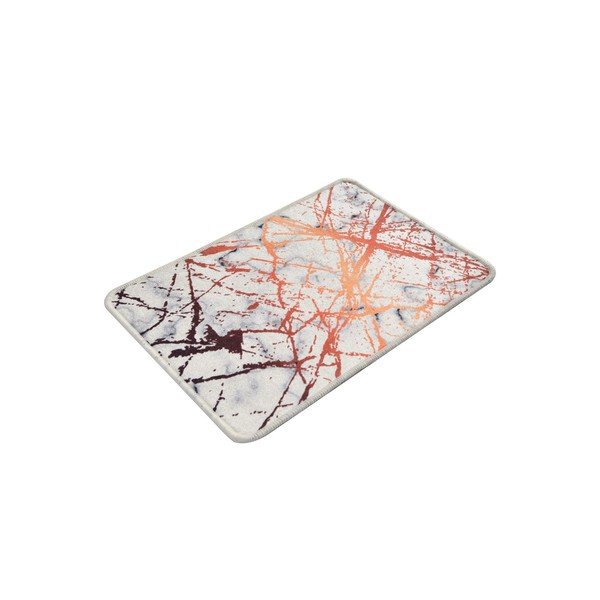 Tappeto da bagno bianco e arancione con motivo in marmo Chilai Marble, 60 x 40 cm - Foutastic