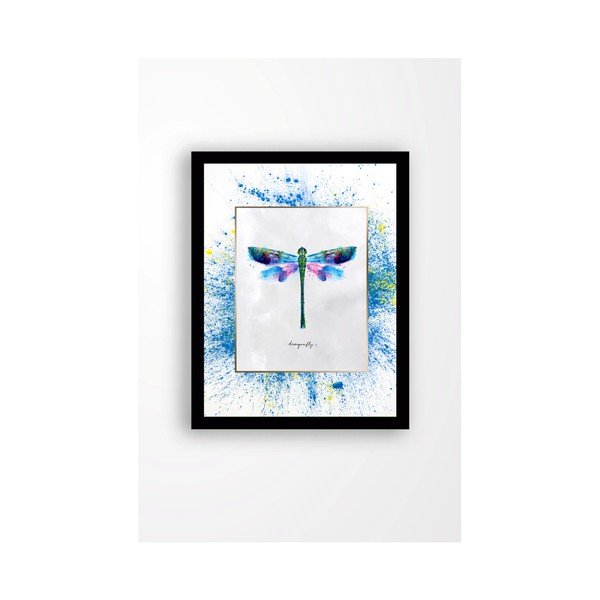 Quadro murale su tela con cornice nera Libellula, 29 x 24 cm - Tablo Center