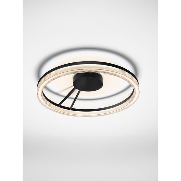 Plafoniera LED nera opaca in alluminio con paralume in vetro acrilico con intensità regolabile Lonela – Nova Luce-image-3