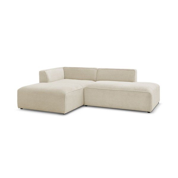 Divano angolare componibile beige (penisola a sinistra/a L) con rivestimento in velluto a coste Megeve – Bobochic Paris