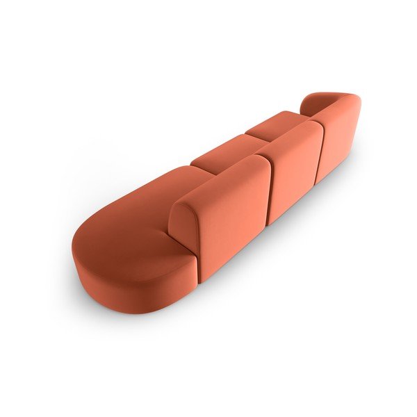 Divano rosa con penisola a sinistra con rivestimento in velluto 311 cm Paolo – Milo Casa-image-3