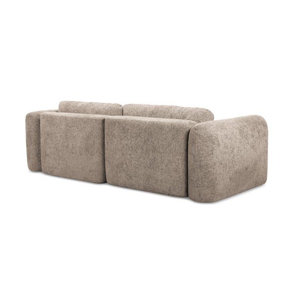 Divano angolare marrone chiaro allungabile/con contenitore (con penisola a sinistra/con chaise lounge) con rivestimento in ciniglia Mele – Makamii-image-3