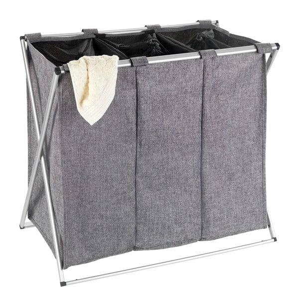 Cesto per biancheria a tre sezioni Trilogia grigio, 130 l - Wenko-image-2