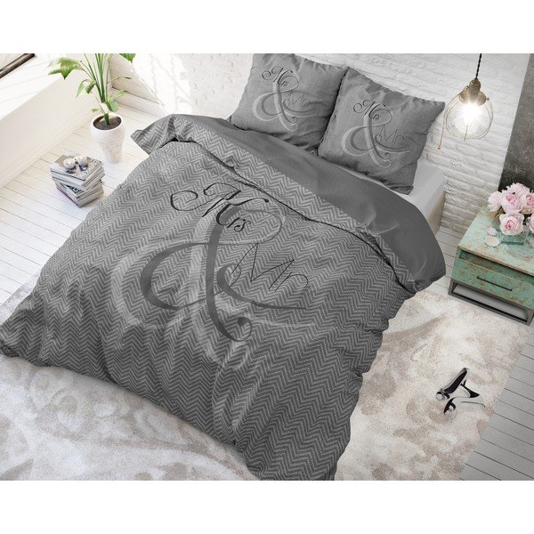 Biancheria da letto singola in cotone Mr and Mrs Knitted, 140 x 200/220 cm - Pure Cotton-image-2