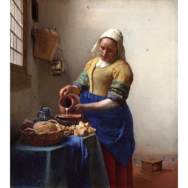 Dipinto - riproduzione 45x60 cm The Milkmaid, Jan Vermeer - Fedkolor