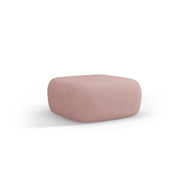 Poggiapiedi rosa chiaro con rivestimento in bouclé Jenny – Micadoni 
