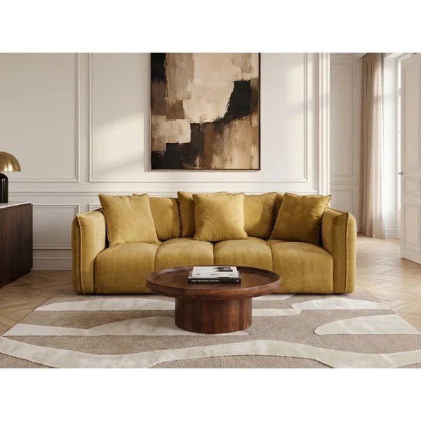 Divano giallo con rivestimento in ciniglia Harlem – Bobochic Paris-image-3