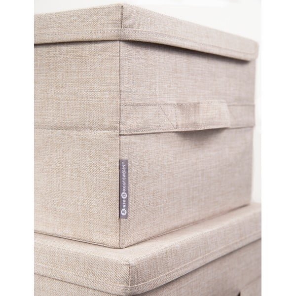 Scatola con coperchio beige in tessuto 40x30x22 cm Soft Storage – Bigso-image-3
