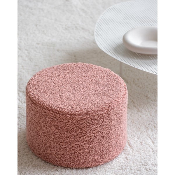 Pouf per bambini rosa con rivestimento in bouclé – Wigiwama-image-2