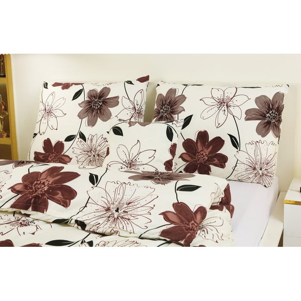 Biancheria da letto singola in microsatin marrone/crema 140x200 cm in set da 6 Scarlet - My House-image-2