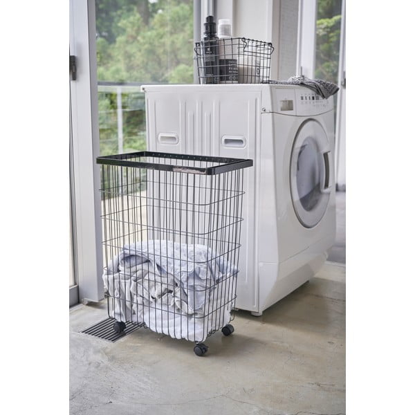 Cesto portabiancheria in metallo nero 55 L Tower - YAMAZAKI-image-4