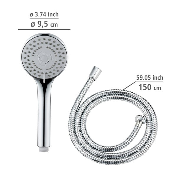 Soffione doccia con tubo flessibile in argento lucido Basic Line - Wenko-image-4