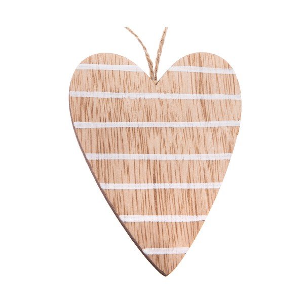 Set di 5 ornamenti da appendere a forma di cuore in legno, altezza 9 cm - Dakls
