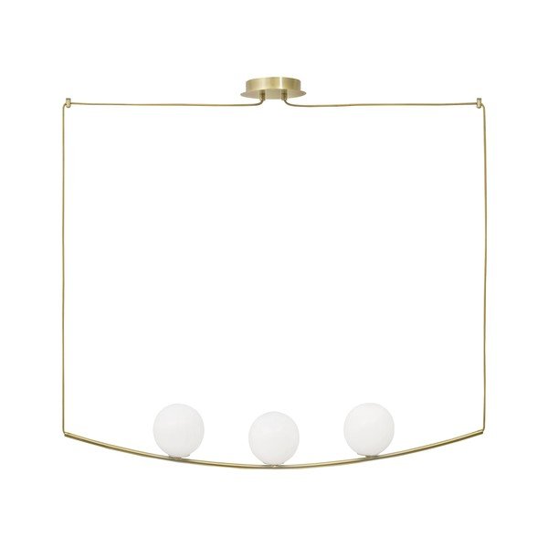 Lampadario bianco/color ottone in metallo con paralume in vetro Vitton – Nova Luce