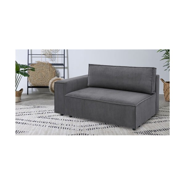 Modulo divano in velluto a coste grigio scuro, angolo sinistro Nihad modular - Bobochic Paris-image-1