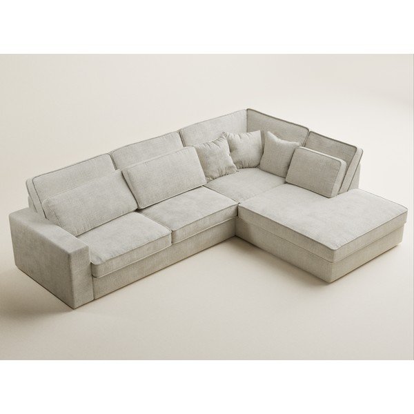 Divano angolare greige (con penisola a destra/a L) con rivestimento in ciniglia Kirou – Maison de Rêve-image-3