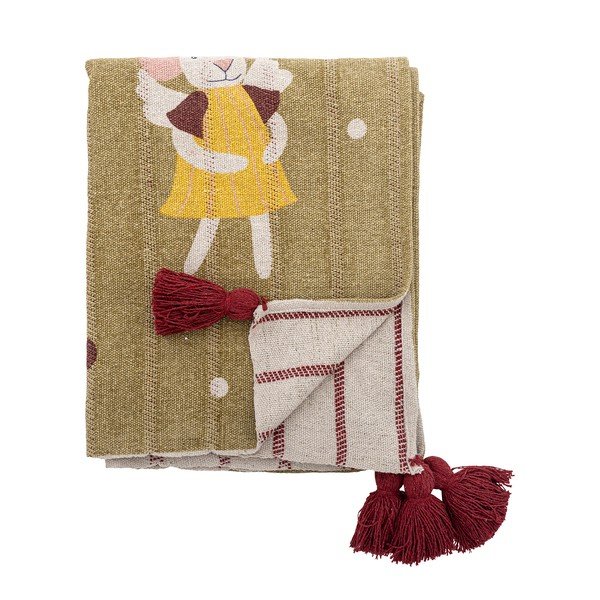 Coperta in cotone riciclato a tema natalizio 130x160 cm Peo – Bloomingville-image-1