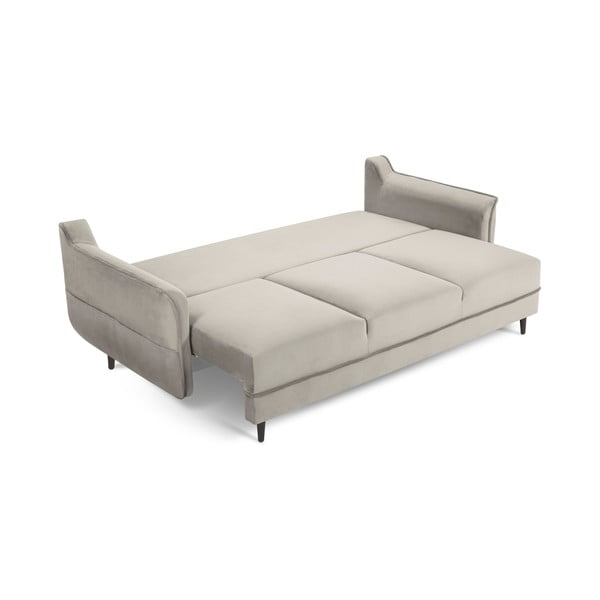 Divano letto in velluto beige Basso - Kooko Home-image-2