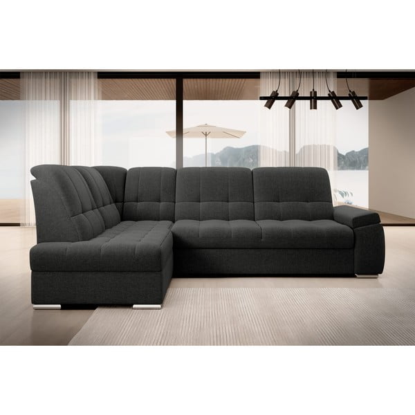 Divano angolare grigio scuro allungabile/con contenitore (con penisola a sinistra/a L) Sado – ELTAP-image-3