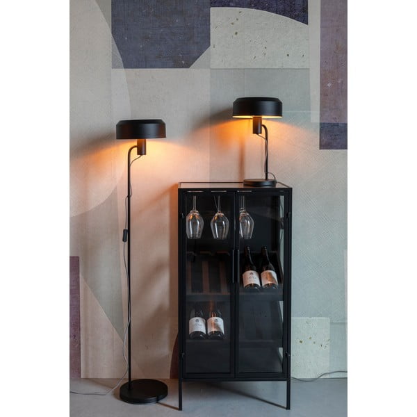 Lampada da terra nera con paralume in metallo (altezza 135 cm) Landon - White Label-image-2