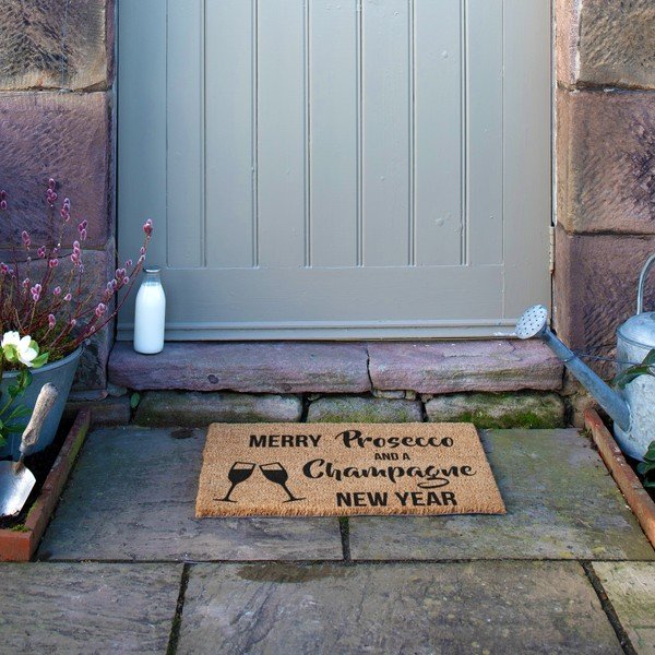 Zerbino in cocco con motivo natalizio 40x60 cm Champagne New Year - Artsy Doormats-image-4