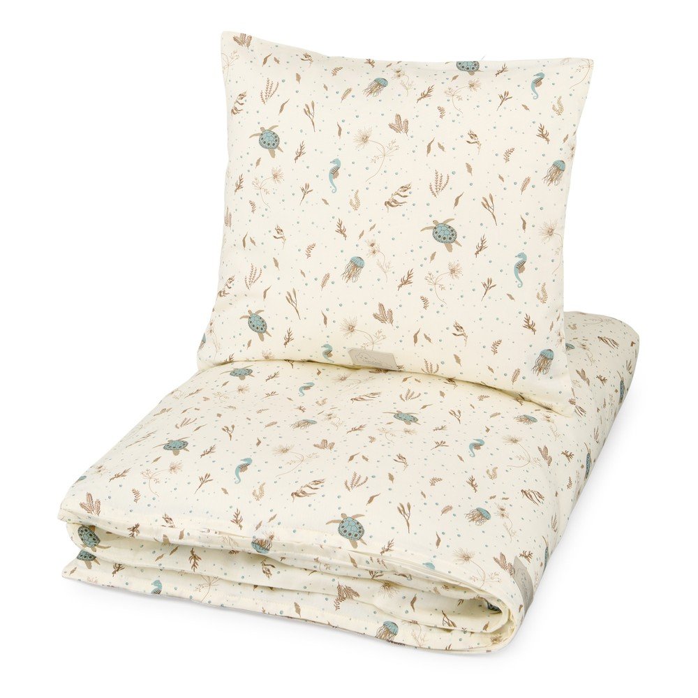 Set copripiumino e federa da bambini giallo chiaro in cotone organico per culla 70x100 cm Sea Garden – Cam Cam Copenhagen | Biancheria da letto per bambini