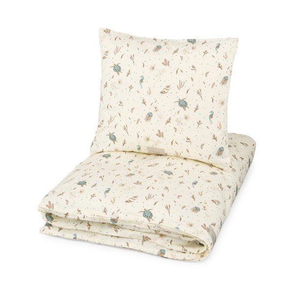 Set copripiumino e federa da bambini giallo chiaro in cotone organico per culla 70x100 cm Sea Garden – Cam Cam Copenhagen