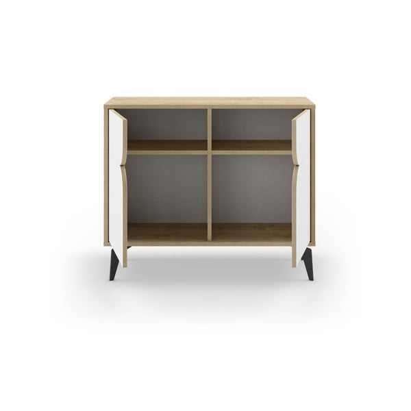 Mobile in rovere decorato in bianco e naturale 95x79 cm Nola - Marckeric-image-3